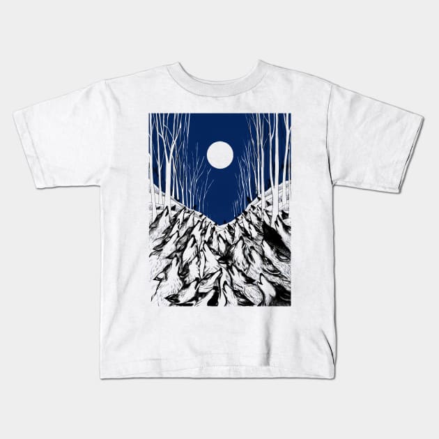 Wolfs howling Kids T-Shirt by Deeprootsbkk